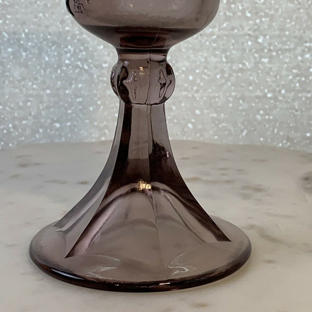 Vintage Tiara Indiana Purple Wine Glass Lords The Last Supper Chalice 7 Inch - Picture 7 of 12